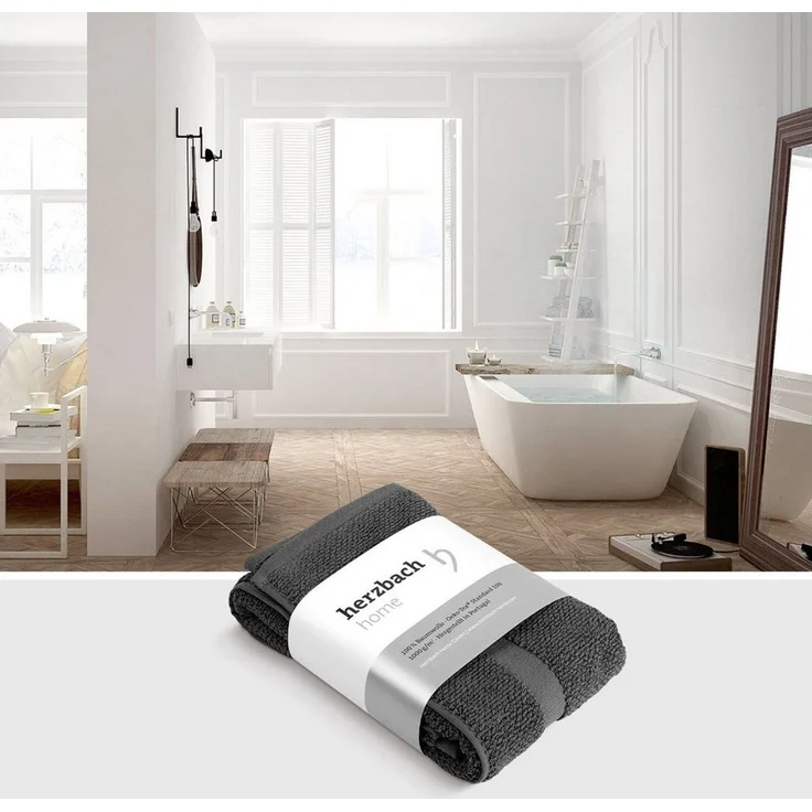 herzbach home Badematte Spa 60x100 cm, Baumwolle, Rechteckig, 1000g/m², Premium-Qualität, 100% Baumwolle, mit Bordüre – Bild 3
