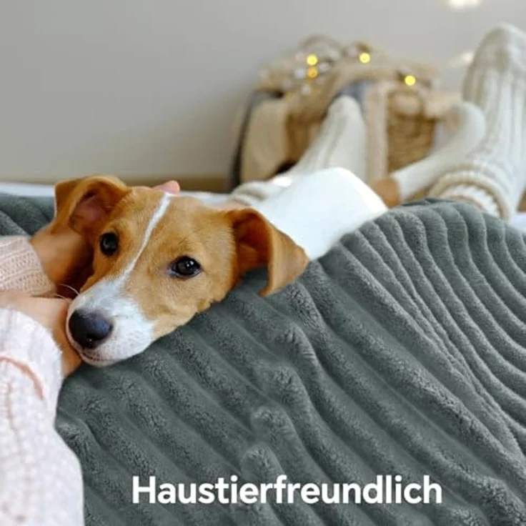 BEDELITE Kuscheldecke Flauschig Decke 150x200 - Dicke XL Sherpa Decken Grau für Couch, warme Cord Kuscheldecken weiche Fleecedecke Wohndecke als Couch Überwurf für Wohnzimmer – Bild 5