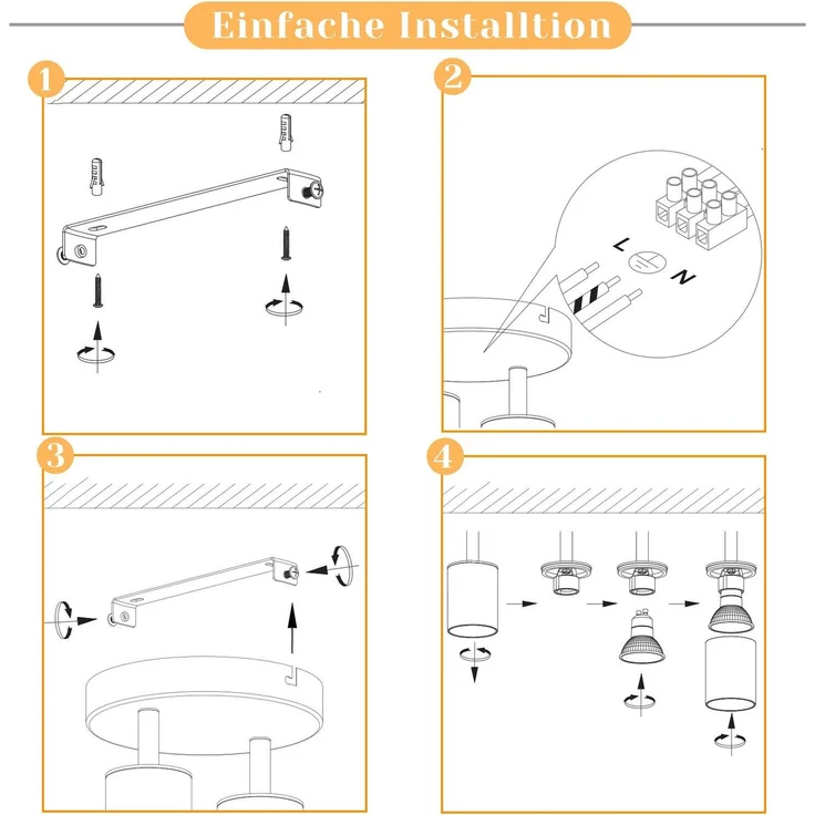 ZMH Deckenstrahler 2 Flammig Deckenleuchte Wohnzimmer: Modern Deckenlampe GU10 Strahler Rund Weiß Küchenlampe Flur Deckenspot Schwenkbar Innen Spot für Schlafzimmer Küche Ohne Leuchtmittel – Bild 9