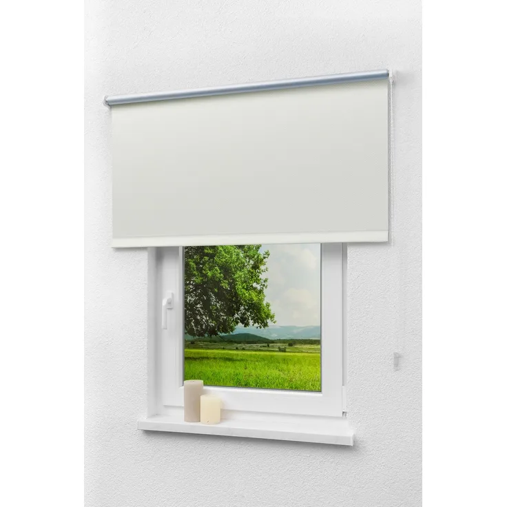 Lysel Outlet - Verdunkelungsrollo Thermo Streifen Weiß, (B x H) 82cm x 175cm in weiß/weiß