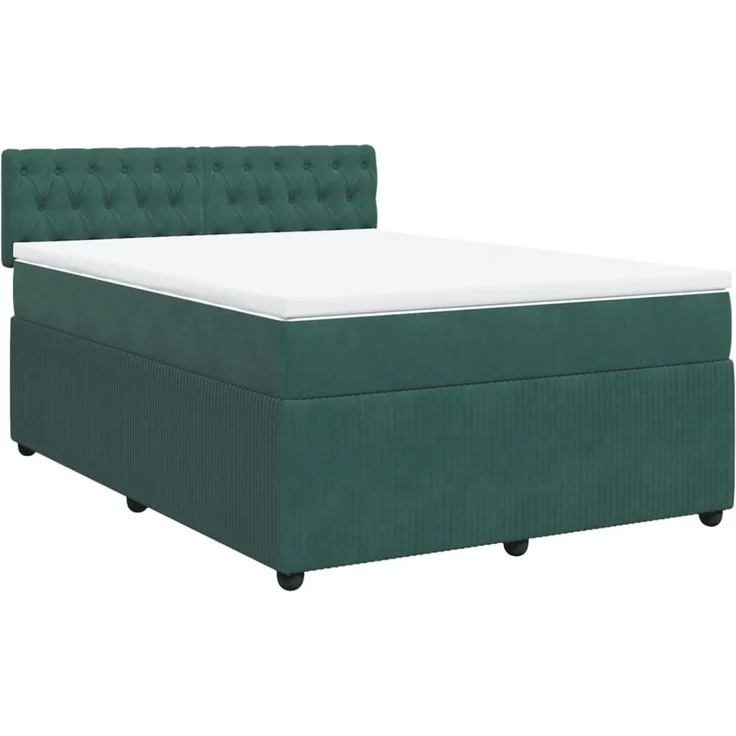 vidaXL Boxspringbett mit Matratze Dunkelgrün 160x200 cm Samt 3287791 – Bild 2