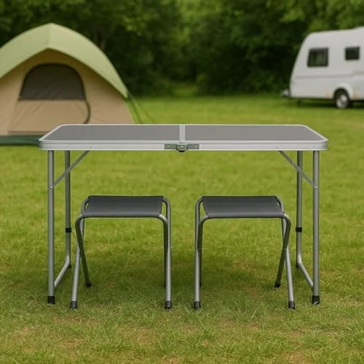 Greemotion Campingtisch mit Stühlen klappbar 4er Set [Faro] Klapptisch Reisetisch (1x Campingtisch, 4x Stühle), ultraleicht & faltbar (120x60x70 cm) – Bild 3