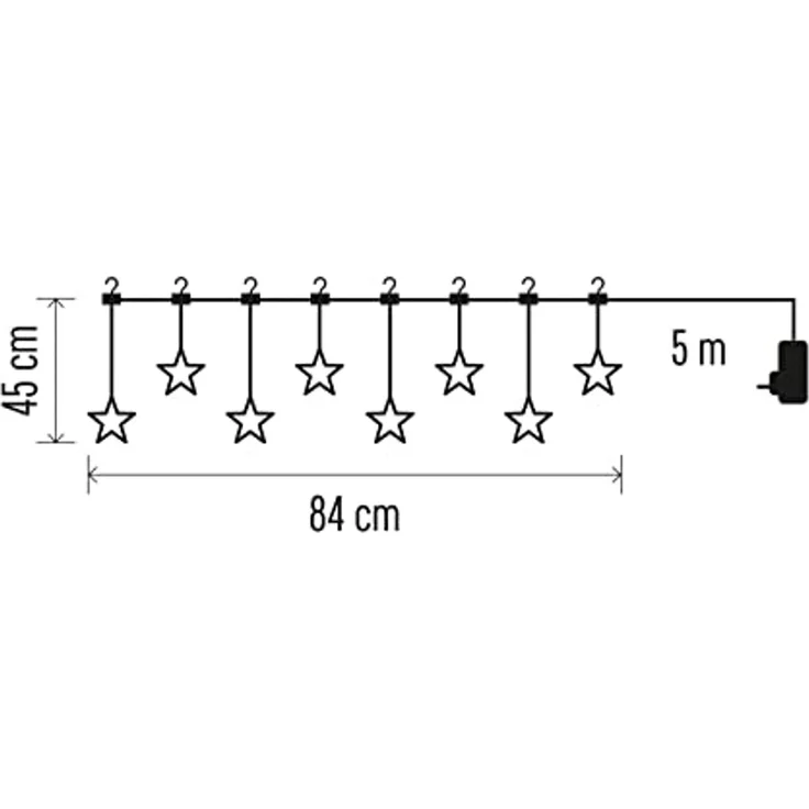EMOS Mini Lichtervorhang mit 8 Sternen, LED-Lichterkette 84cm mit Sternen, Warmweiß, Lichtergirlande + Netzteil, Leuchtdauer 10.000 h, IP44 für Innen und Außen, für Party, Weihnachten, Deko – Bild 4