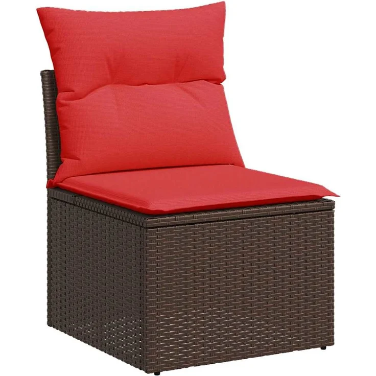 vidaXL Garten-Sofa-Set mit Kissen mit Speicher 7 pcs Braun Poly Rattan 3360235 – Bild 5