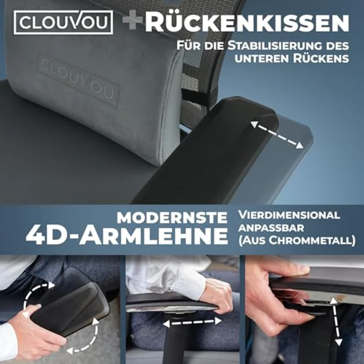 Clouvou Drehstuhl CleverSeat, anthrazit, ergonomisch, flexibel, 70x134x70 cm, für Arbeitszimmer und Büro – Bild 3