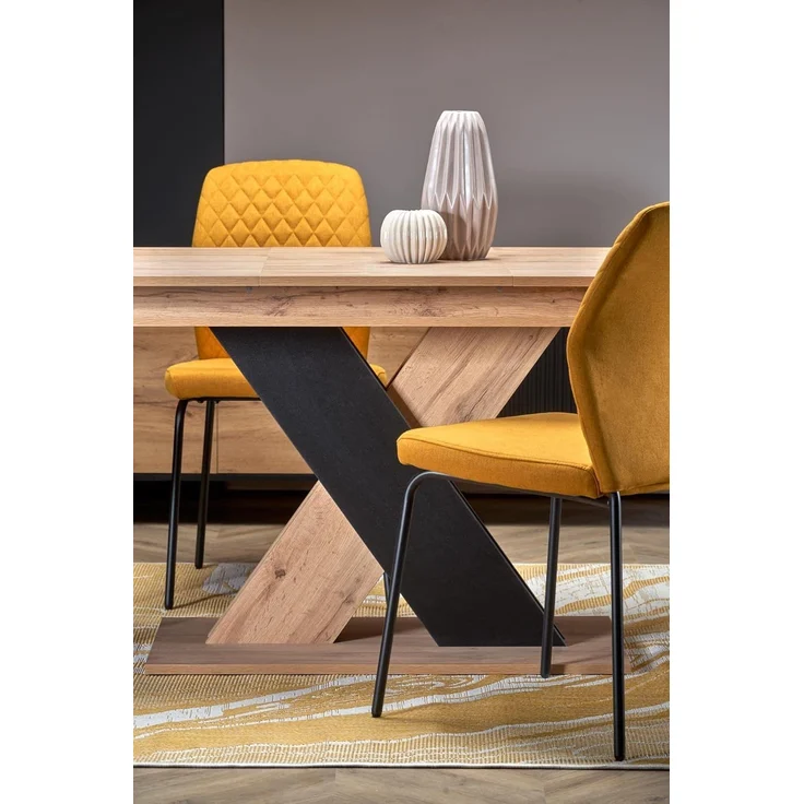 designimpex Esstisch Design HA-111 Tisch Eiche Wotan - Schwarz matt ausziehbar 130 bis 175 – Bild 4