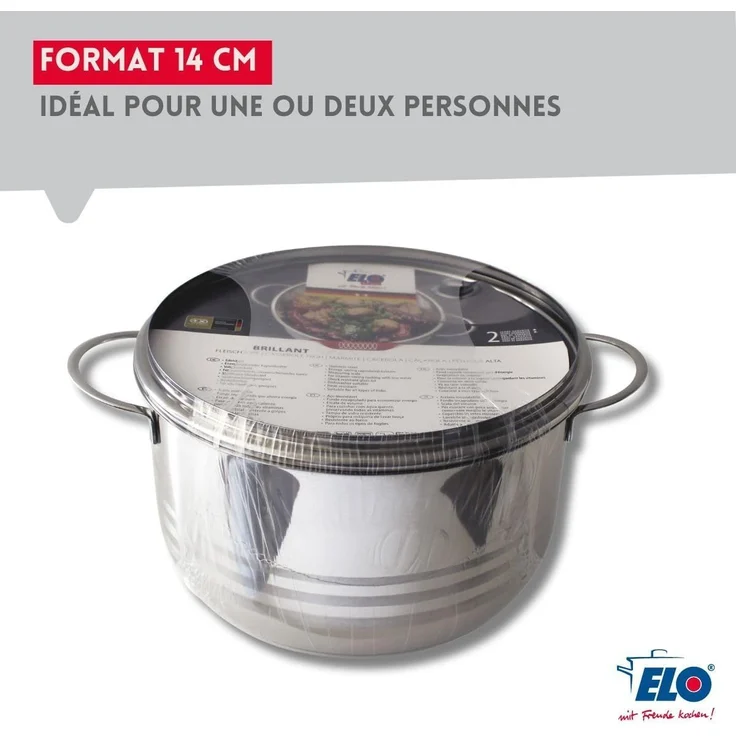 Topf ELO BRILLANT D 14 cm silber Bratentopf Universaltopf Suppentopf Kochtopf – Bild 4