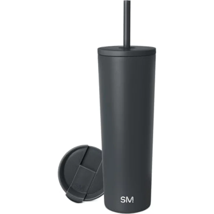 Simple Modern Thermobecher mit Strohhalm und Deckel | Trinkbecher mit Henkel Wiederverwendbare Edelstahl | Geschenke für Frauen und Männer | Classic | 830ml | Graphite – Bild 1