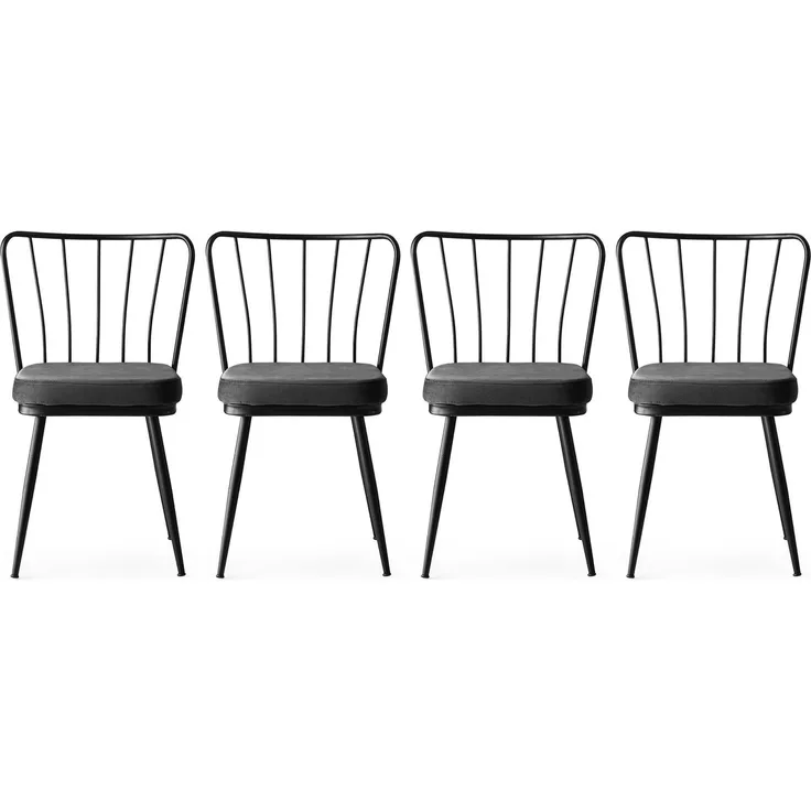Skye Decor 'Yıldız - 942 V4' Stuhlset (4-teilig), Schwarz, 43 x 82 x 42 cm