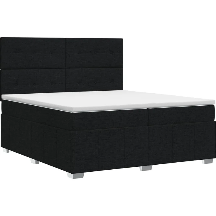 vidaXL Boxspringbett mit Matratze Schwarz 200 x 200 cm Stoff 3454220 – Bild 2