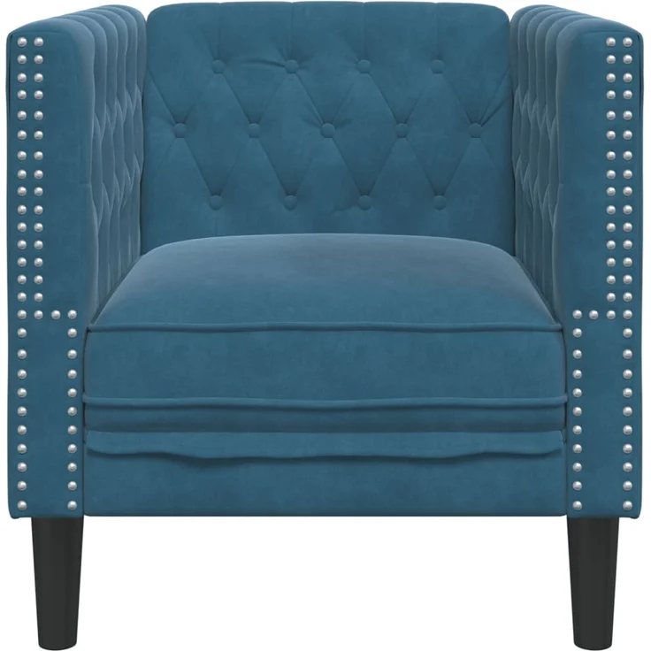 vidaXL Chesterfield-Sessel Blau Samt 372681 – Bild 3
