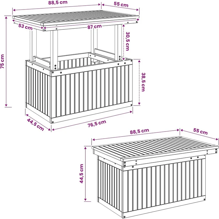 vidaXL Gartenkaffee Tisch aus massivem Akazienholz höhenverstellbar 901707 – Bild 11
