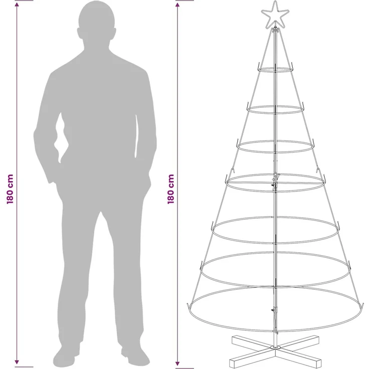 vidaXL Metall Weihnachtsbaum KUOPIO 180 cm Stahl Gold 42053808 – Bild 7