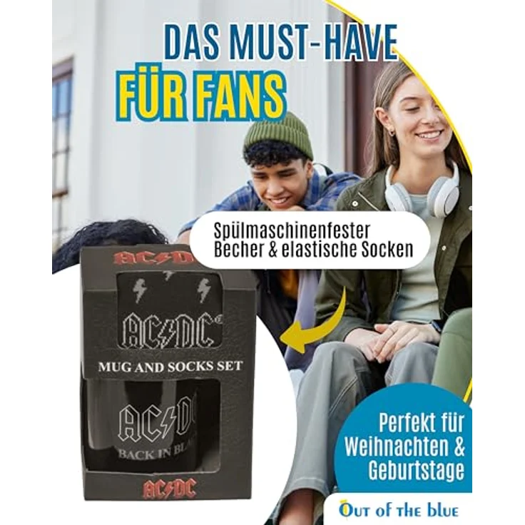 AC/DC Set Geschenkset Tasse und Socken Strümpfe Fanartikel – Bild 4