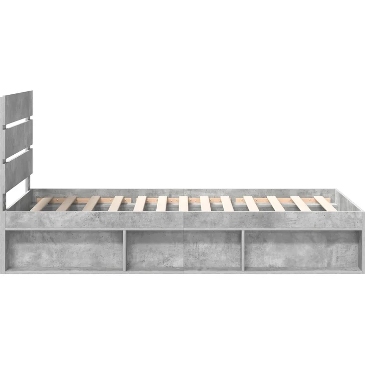 vidaXL Bettrahmen Beton Grau 100 x 200 cm Massives Kiefernholz 3411779 – Bild 7