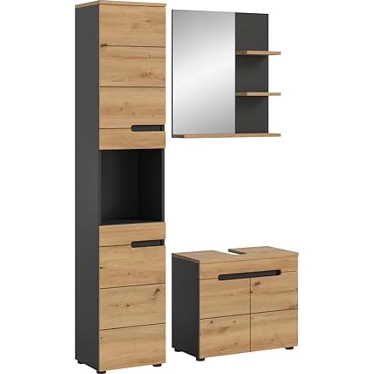 Xonox Canu Badkombination (B/H/T: 116x193x34 cm) in Basalt grau Nachbildung und Artisan Nachbildung – Bild 2