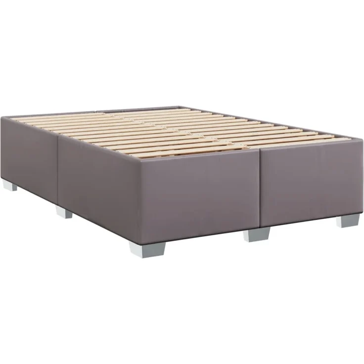 vidaXL Boxspringbett mit Matratze Grau 140x200 cm Kunstleder 3288426 – Bild 8