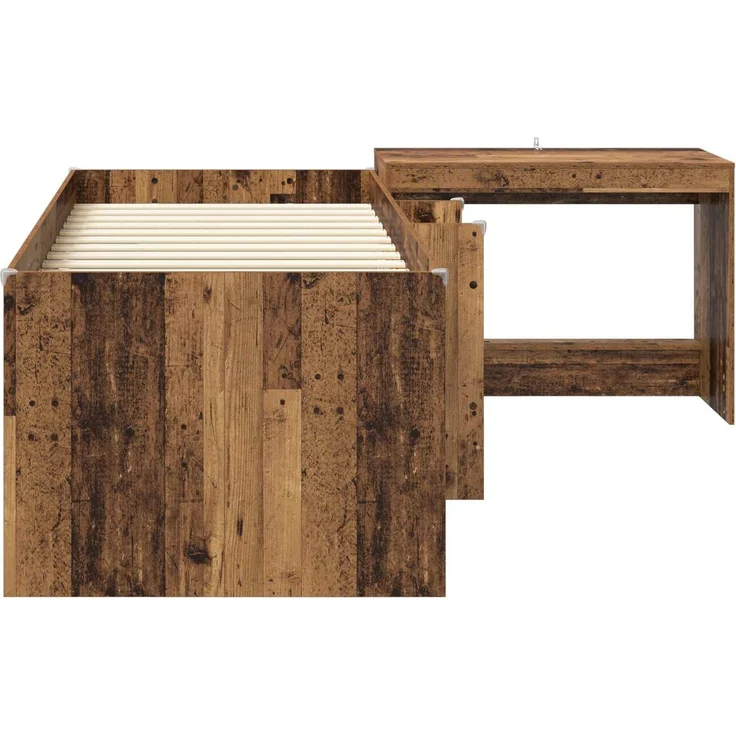 vidaXL Hochbett mit Schreibtisch für Kinder Altholz 90 x 190 cm 3423476 – Bild 4