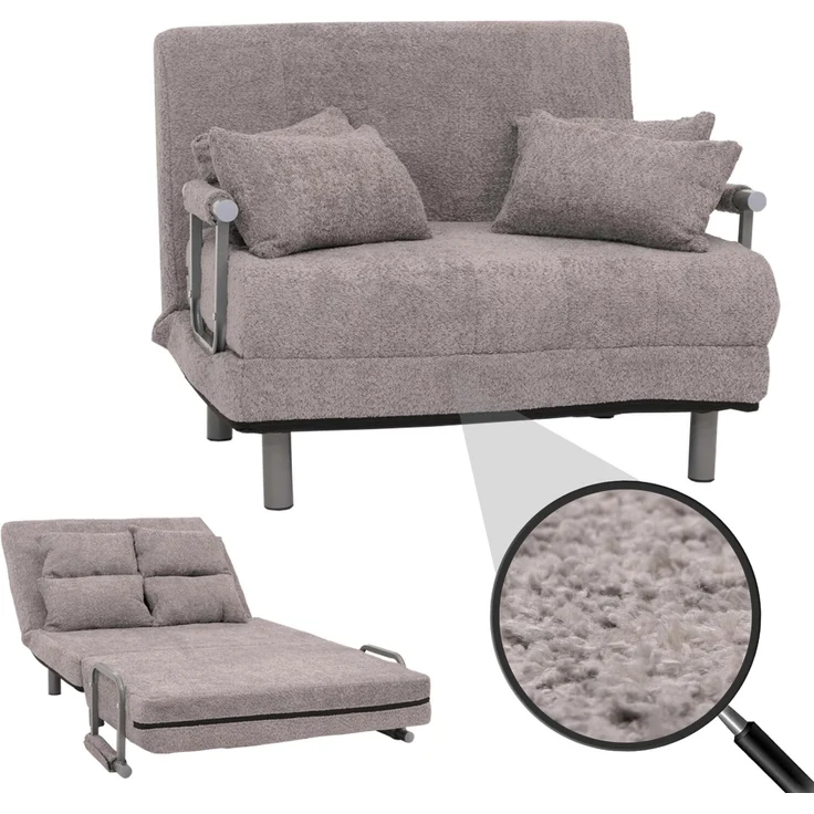 Schlafsessel HWC-K29, Klappsessel Schlafsofa Gästebett, Liegefläche 190x100cm, Stoff Bouclé (500g/m²) ~ dunkelgrau – Bild 1