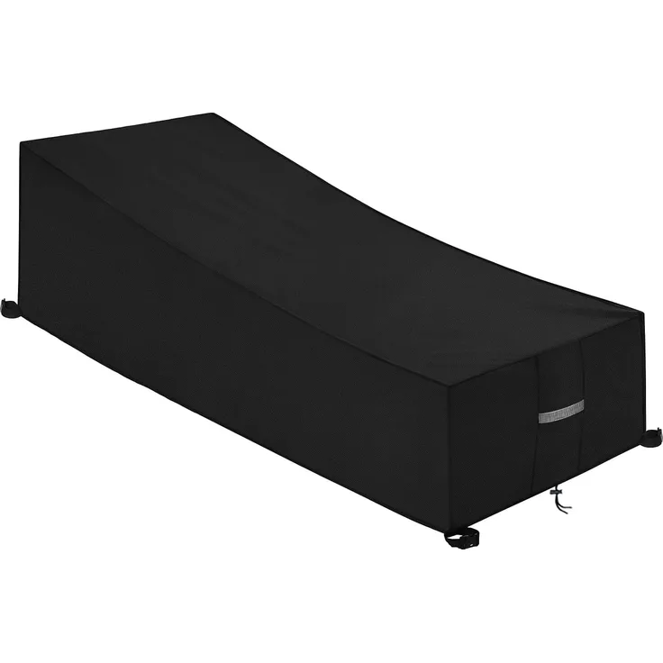 Dokon Gartenliege Abdeckung mit Belüftungsöffnungen Wasserdicht Winddicht UV-Beständiges Schwerlast 600D Oxford Gewebe Schutzhülle für Sonnenliege Liegestuhl Deckchair (200 x 75 x 40/70cm) - Schwarz