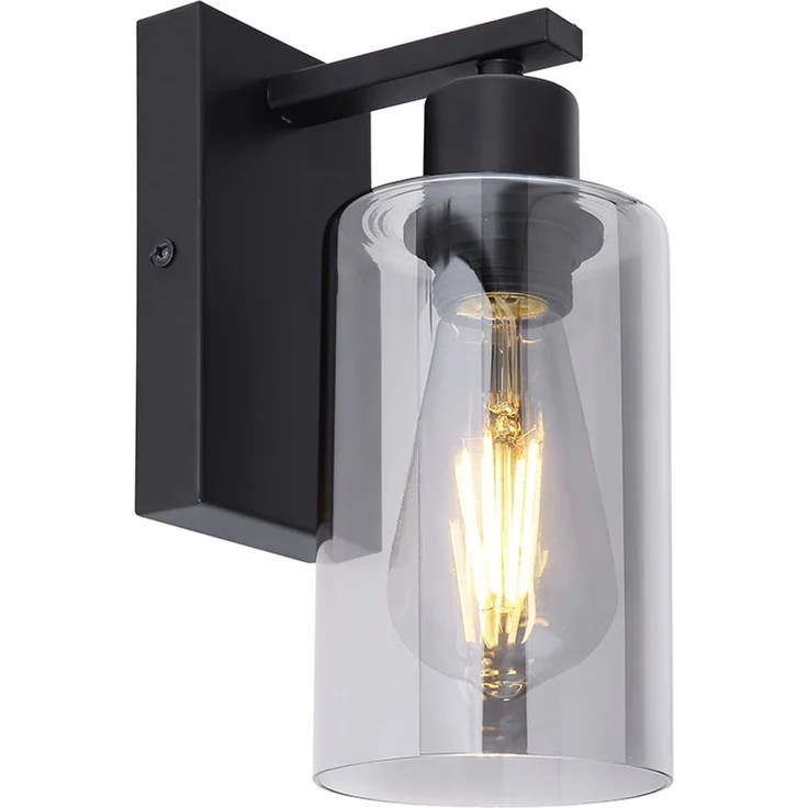 2x Wandstrahler, Glas, rauch, schwarz matt, H 23 cm – Bild 8