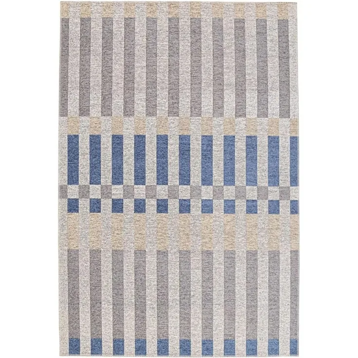 Outdoor Teppich Adaga recyceltes Polyester, klassisch, grau blau beige, 200x290 cm