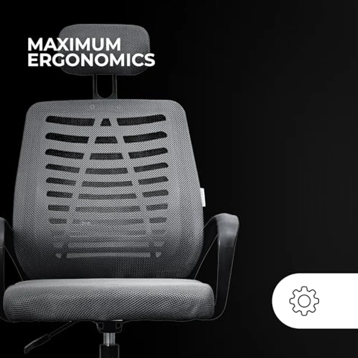 Mars Gaming MGC-ERGOB, Ergonomischer Gaming-Stuhl, Atmungsaktive Netz-Sitzfläche und Rückenlehne, Verstellbare Kopfstütze, Höhenverstellbar 110.5 und 120.5cm, Wippsystem von 3° bis 18°, Grau – Bild 5