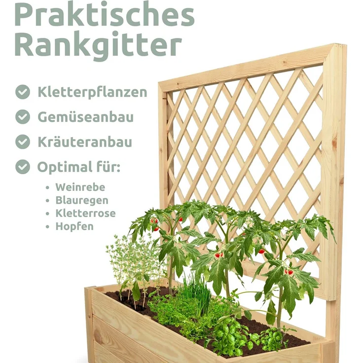 2er Set Pflanzkästen mit Rankgitter - Kiefer - 98 x 34 x 104cm – Bild 5
