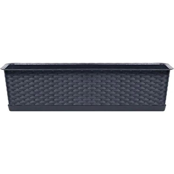 Prosperplast Blumenkasten in Rattan Optik 50 cm Farbe anthrazit Länge 50 cm