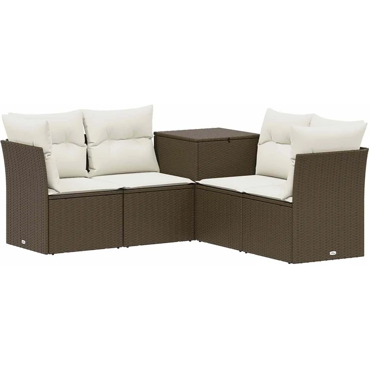 vidaXL Sofa Set 5 stk. Braun und Creme Weiß 179 x 179 x 85 cm 3447834 – Bild 2