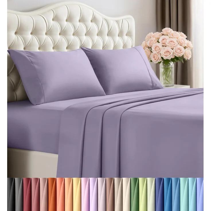 Utopia Bedding Bettwäscheset, 4-teilig, gebürstete Mikrofaser, schrumpft und lichtbeständig, pflegeleicht (Full, Lavendel)