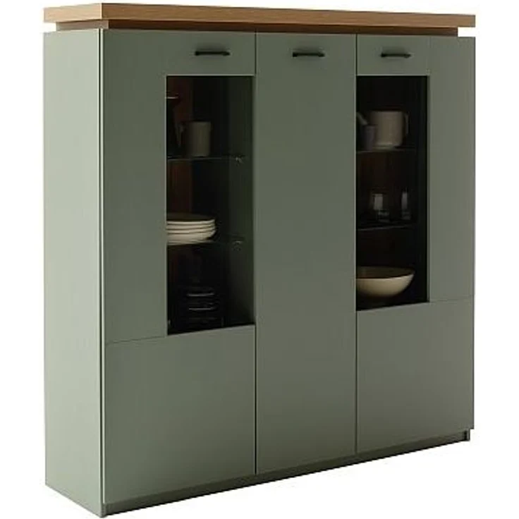 Highboard Marlena / Moniz, Holzwerkstoff, Grün, Holzfarben, 138 x 144 x 38 cm – Bild 7