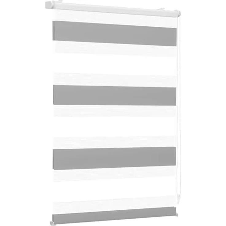 Sekey Doppelrollo Klemmfix ohne Bohren für Fenster, Zweifarbig Doppelrollo 130 cm breit, Duo Rollo Jalousie Sonnenschutz, 130x150cm, Weiß & Grau – Bild 1