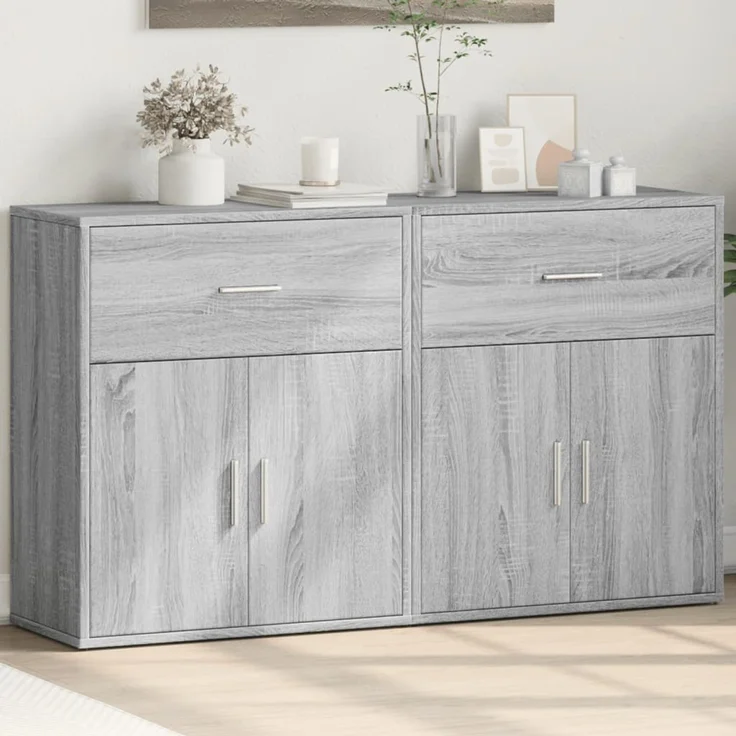 2 Stk. Sideboards, Kommoden Grau Sonoma-Eiche 60x31x70 cm Holzwerkstoff – Bild 3