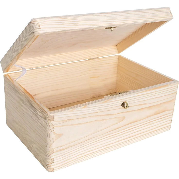 Creative Deco Holzkiste mit Deckel und Schlüssel, Holztruhe Erinnerungsbox Baby Holzbox mit Deckel Kasten