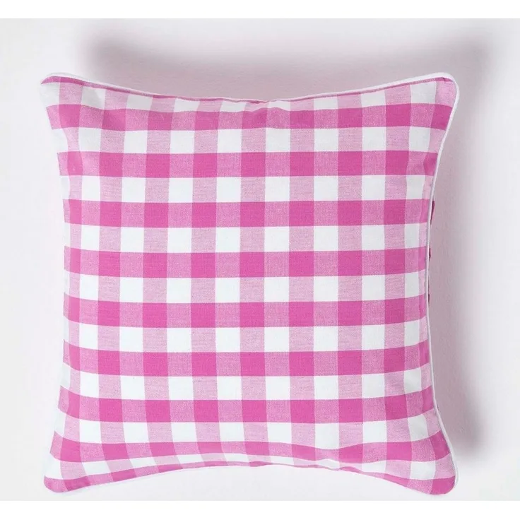 Homescapes Kissenhülle Pink karierter Kissenbezug 30x50 cm aus 100% Baumwolle