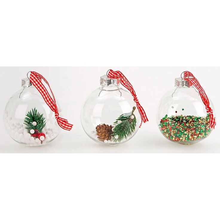 BRUBAKER Weihnachtsbaumkugel Christbaumkugel Set aus Acryl (12 St), Baumkugel Set mit Juteaufhängern, befüllte Weihnachtskugeln – Bild 2