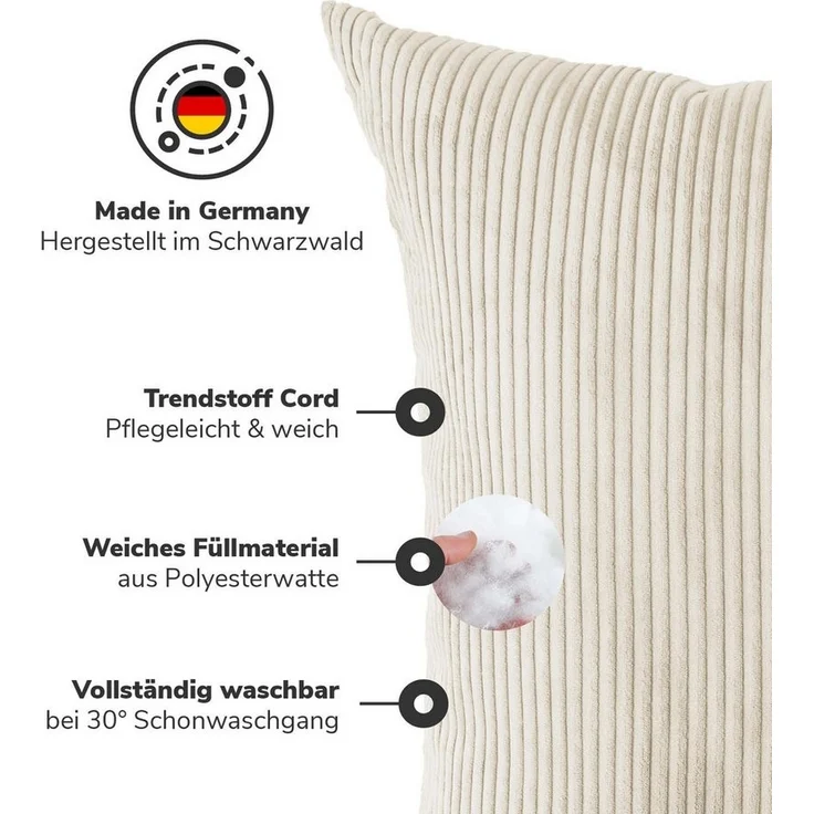 mokebo Sofakissen Das Anschmiegsame, (aus Cordstoff), auch als XXL Couchkissen, Riesenkissen oder Dekokissen in Beige – Bild 2