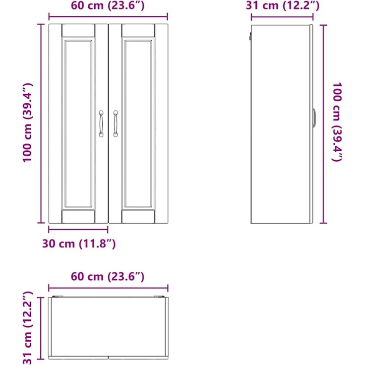 vidaXL Wandschrank PORTO Artisan-Eiche 60 x 31 x 100 cm Holzwerkstoff 885494 – Bild 12