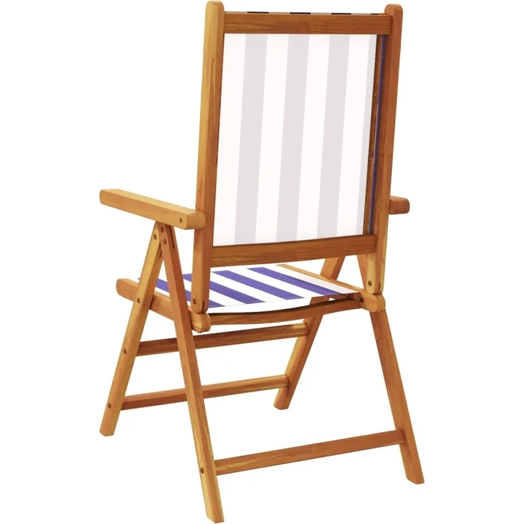 vidaXL Gartenstühle 2 Stk. Blau und Weiß Massivholz Akazie & Stoff 367662 – Bild 6