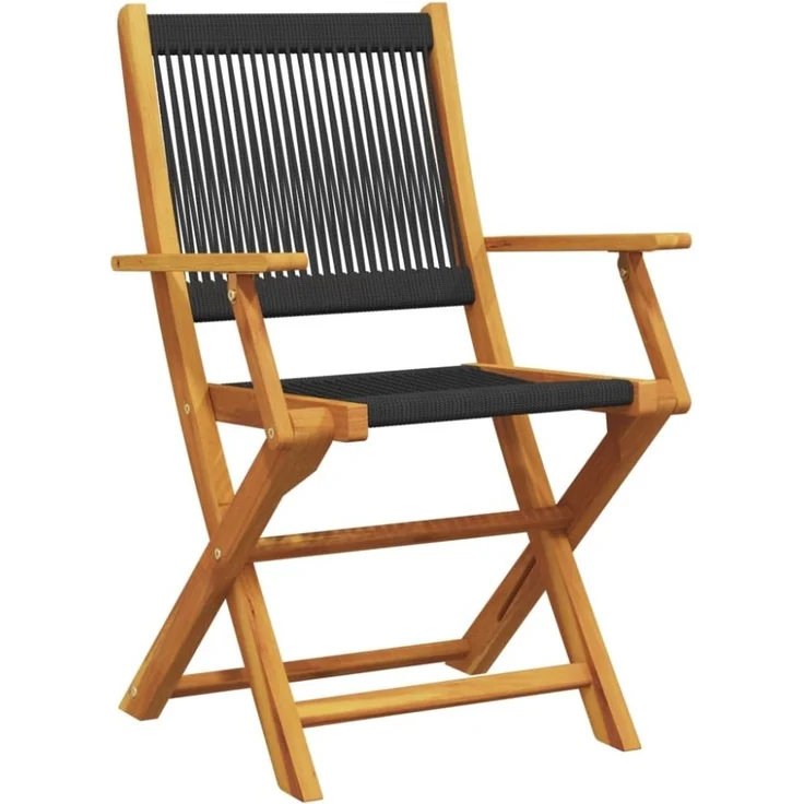 vidaXL Gartenstühle 2 Stk. Schwarz Massivholz Akazie und Polypropylen 367666 – Bild 10