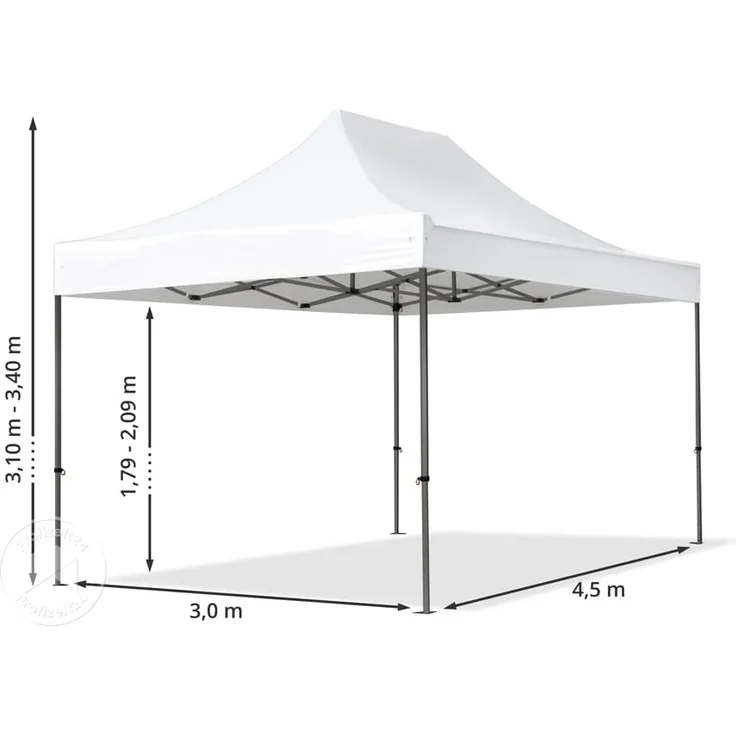 3x4,5 m Faltpavillon, PREMIUM Stahl 40mm, Seitenteile mit Panoramafenstern, weiß – Bild 10