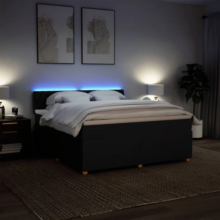 vidaXL Boxspringbett mit Matratze Schwarz 180x200 cm Stoff 3289844 – Bild 5