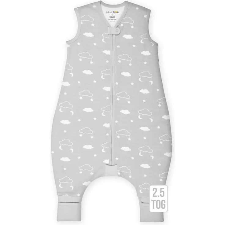 Kleinkind Schlafsack mit Füßen, 2,5 TOG Bio-Baumwolle Baby Schlafsack mit Beinen, Baby Wearable Decken für Walker mit 2-Wege-Reißverschluss, Baby Schlafsack für Mädchen & Jungen, 6-18 Monate