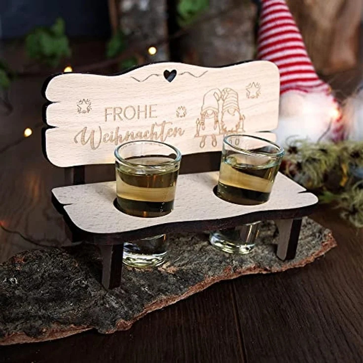 Spruchreif® Schnapsglas Schnapsbank mit Gravur, Frohe Weihnachten und ein gutes Neues Jahr – Bild 2