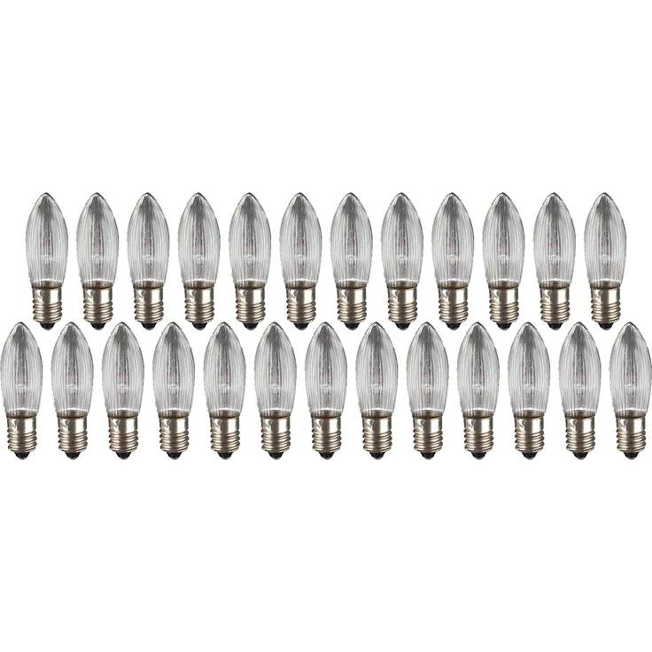 hellum Ersatz-Kerzen für Schwibbogen, 25 Stück 8V 3W Riffelkerze für Weihnachtsbaum Kerzen Lichterketten innen mit 30 Brennstellen, Birnen für Lichterbogen E10/ 8V/ 3W/ 22 Lumen 911114 – Bild 1