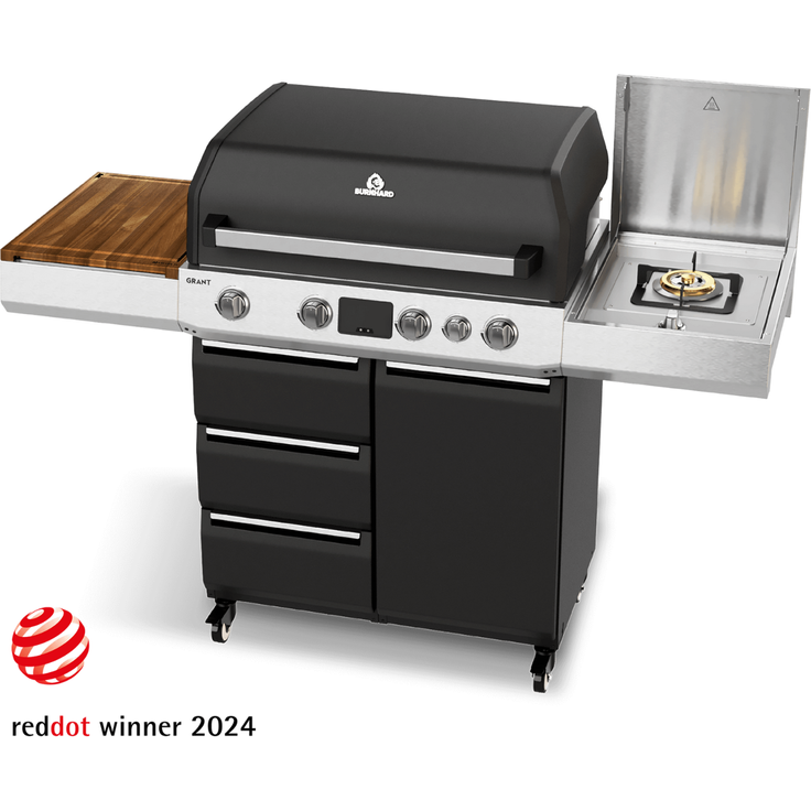BURNHARD® Gasgrill 4-Brenner BBQ mit Infrarot-Heckbrenner & Seitenkochfeld - Schwarz - #946918 – Bild 4