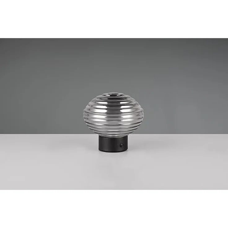Trio Leuchten Lexie, Moderne Tafellampe schwarz mit smoke Glas, Touch-Dimmer, dimmbar, Rund, LED (nicht austauschbar) – Bild 4