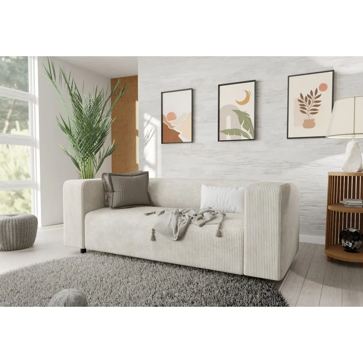 S-Style Möbel 2-Sitzer Sofa Gustav aus Cord-Stoff mit bequemem Sitz, mit Wellenfederung