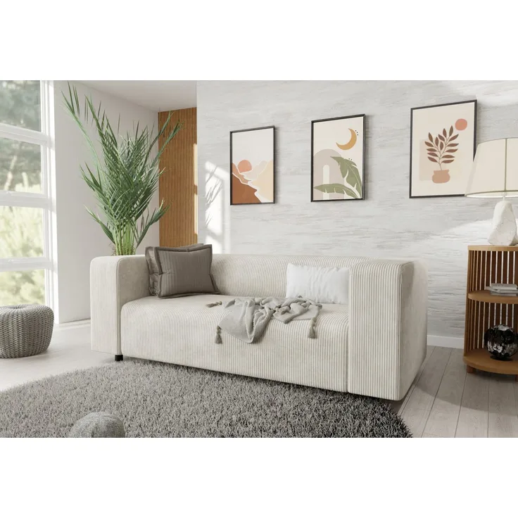 S-Style Möbel 2-Sitzer Sofa Gustav aus Cord-Stoff mit bequemem Sitz, mit Wellenfederung